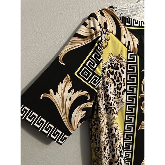 Etcetra Womens Size 10 Enchanted Neo- Classical Motif Print Stretch Jersey Dress - Picture 2 of 6